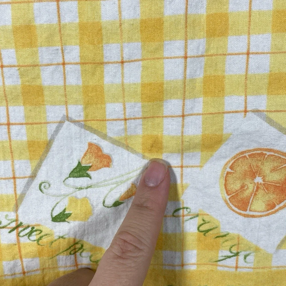 Lauren Ashley Kitchen Towels Set of 2‎ Yellow Gingham Fruit Print Cotton Napkins